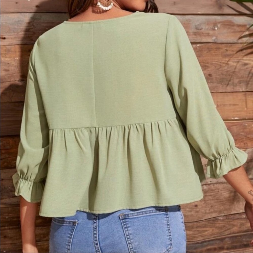 Shein Ruffled Cropped Blouse - Picture 2 of 3